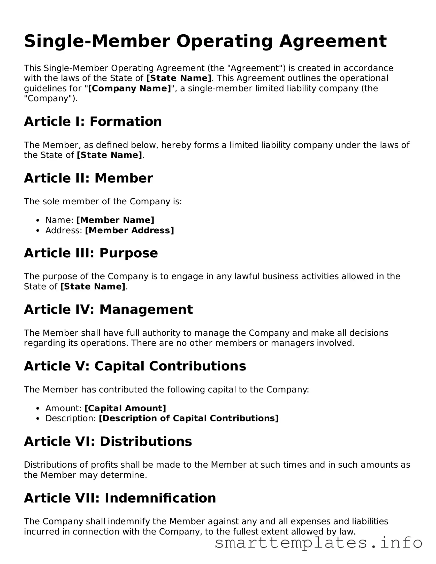 Attorney-Approved Single-Member Operating Agreement Template