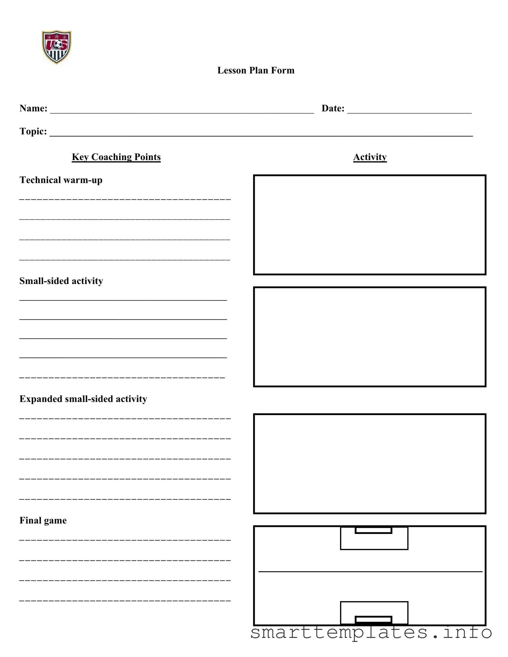 Fill in a Valid Soccer Training Session Plan Form