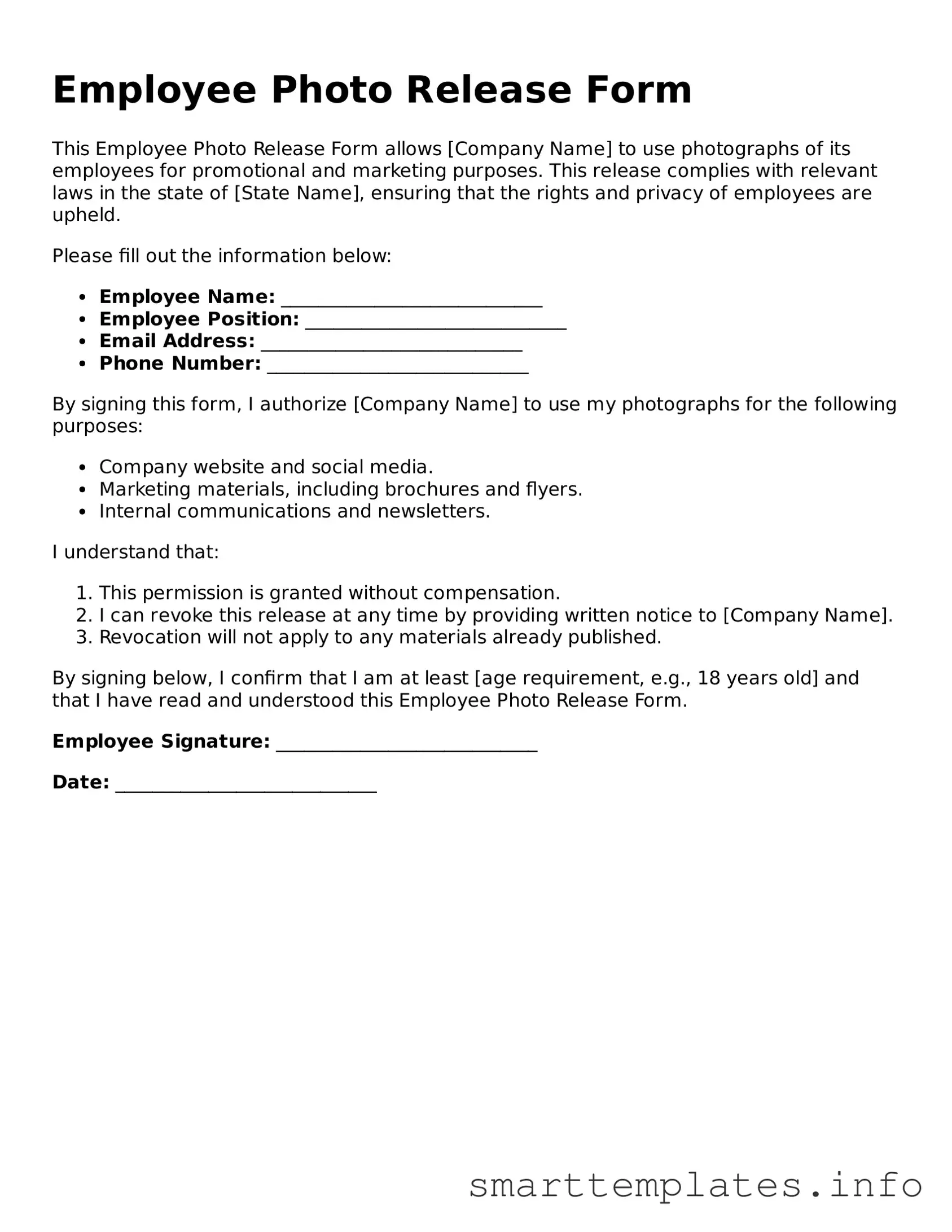 Attorney-Approved Employee Photo Release Template