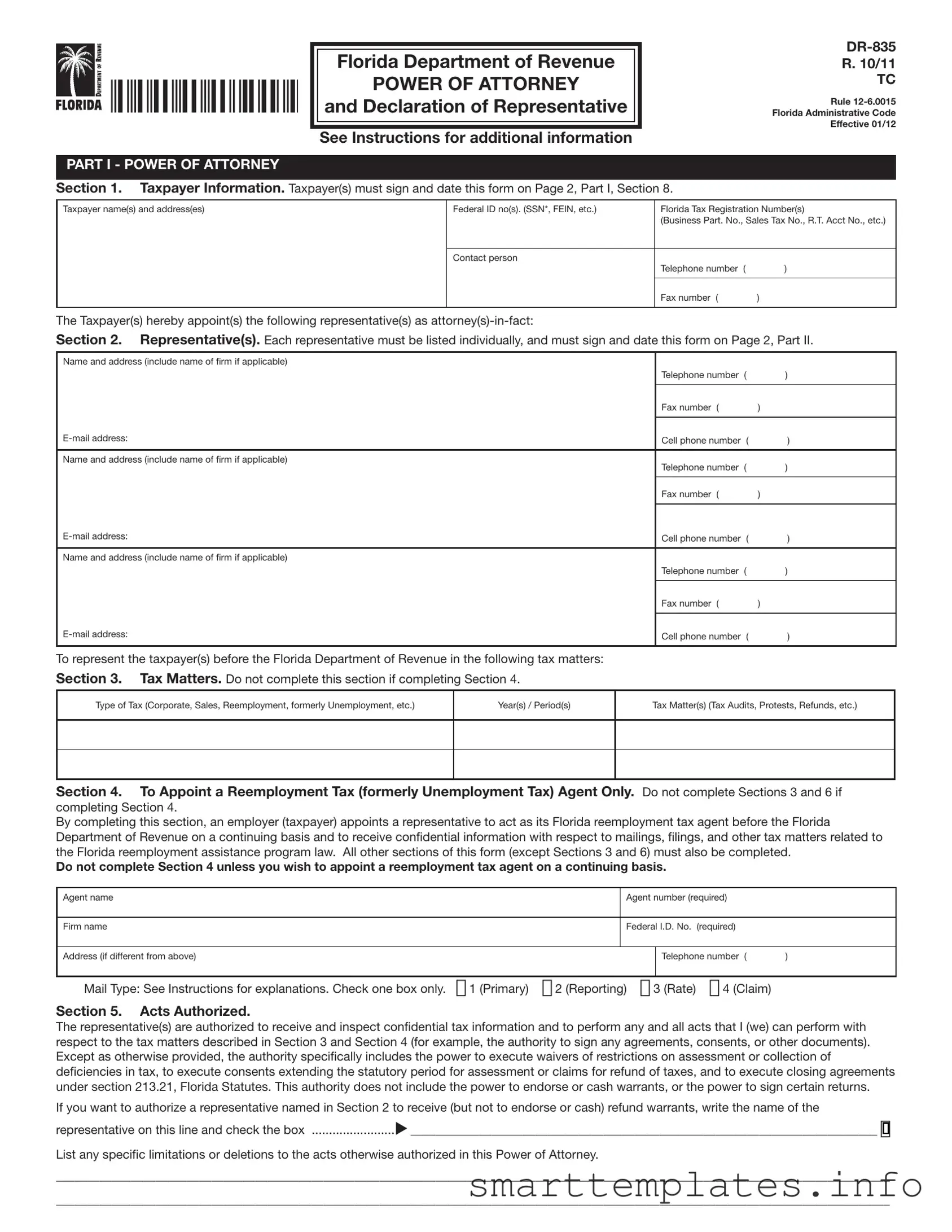 Fill in a Valid Tax POA dr 835 Form