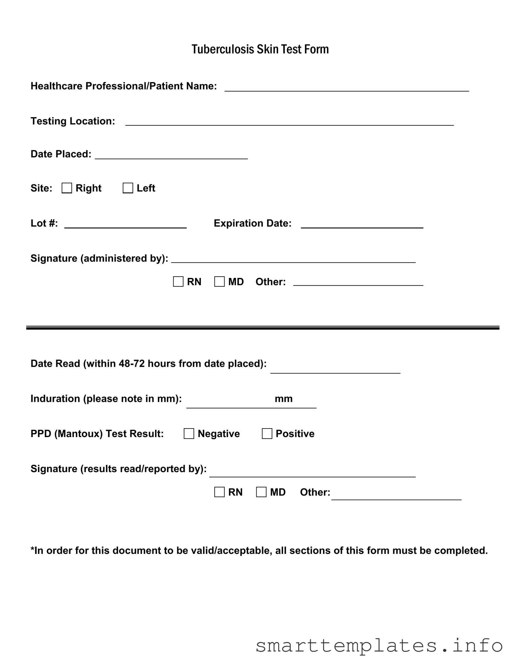 Fill in a Valid Tb Test Form