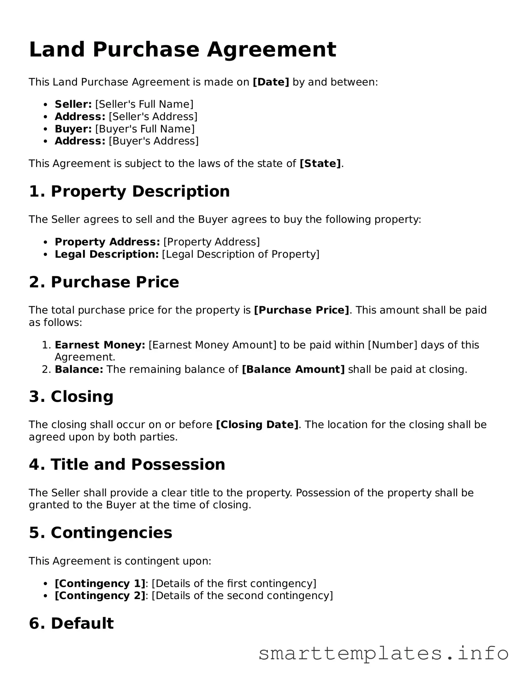 Attorney-Approved Land Purchase Agreement Template