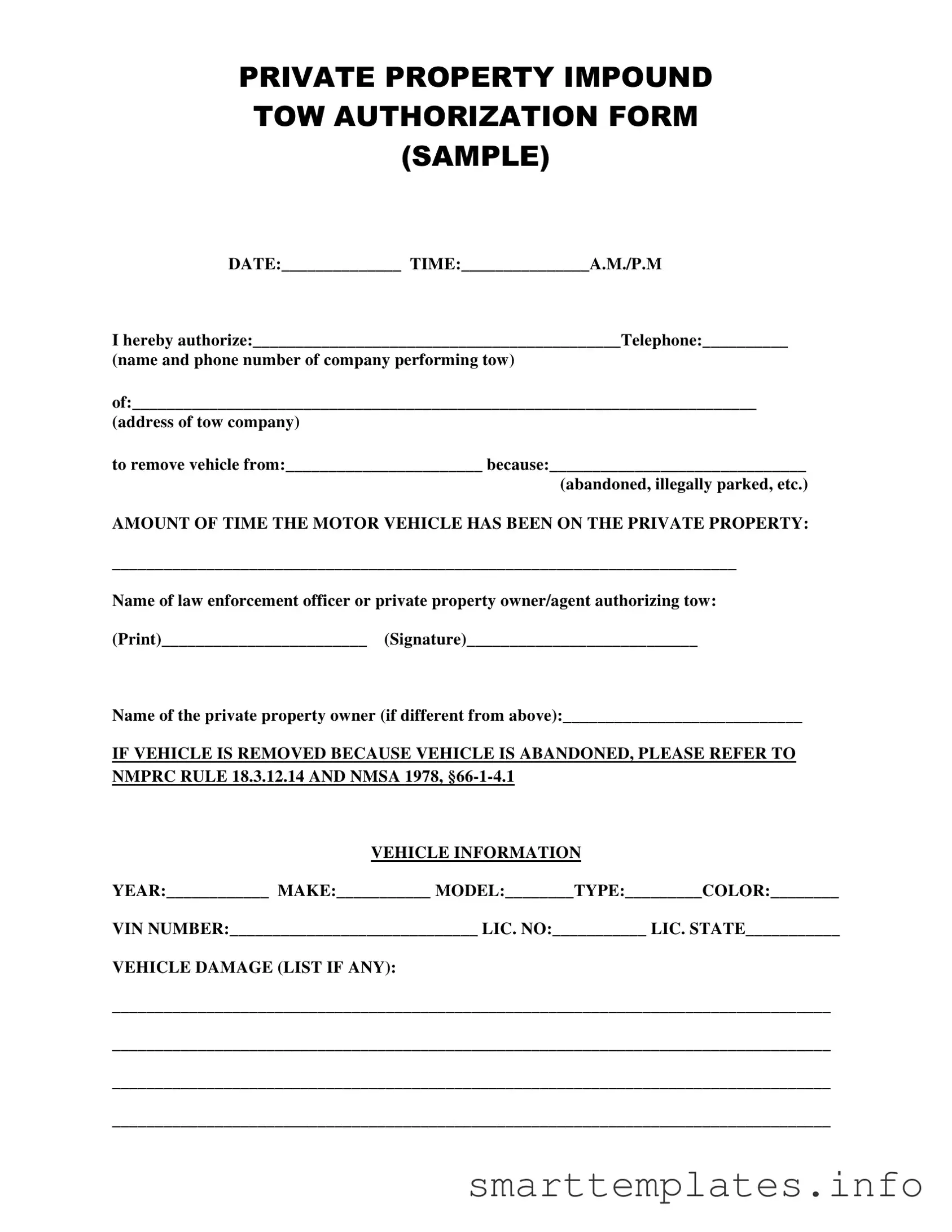 Fill in a Valid Tow Authorization Form