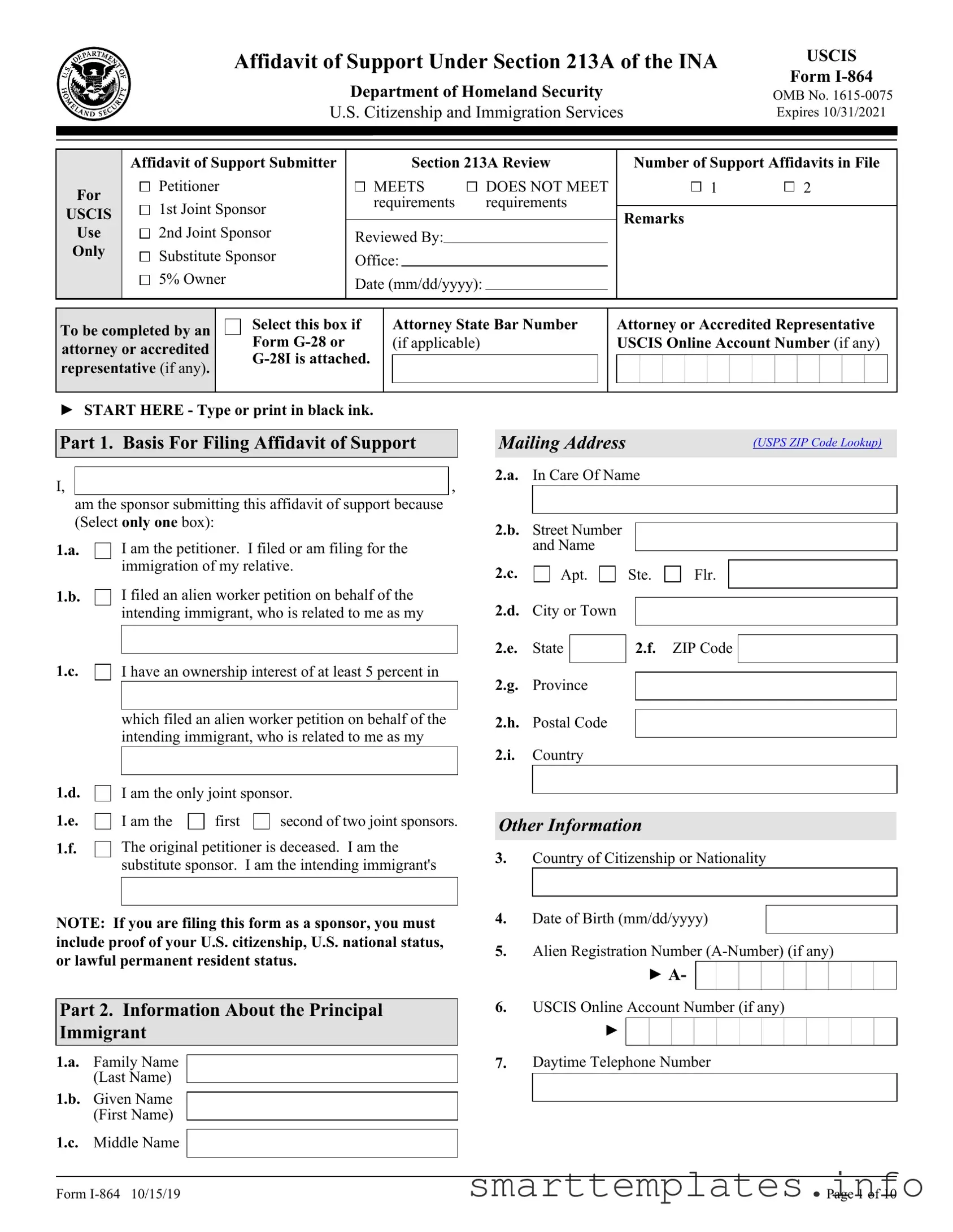 Fill in a Valid USCIS I-864 Form