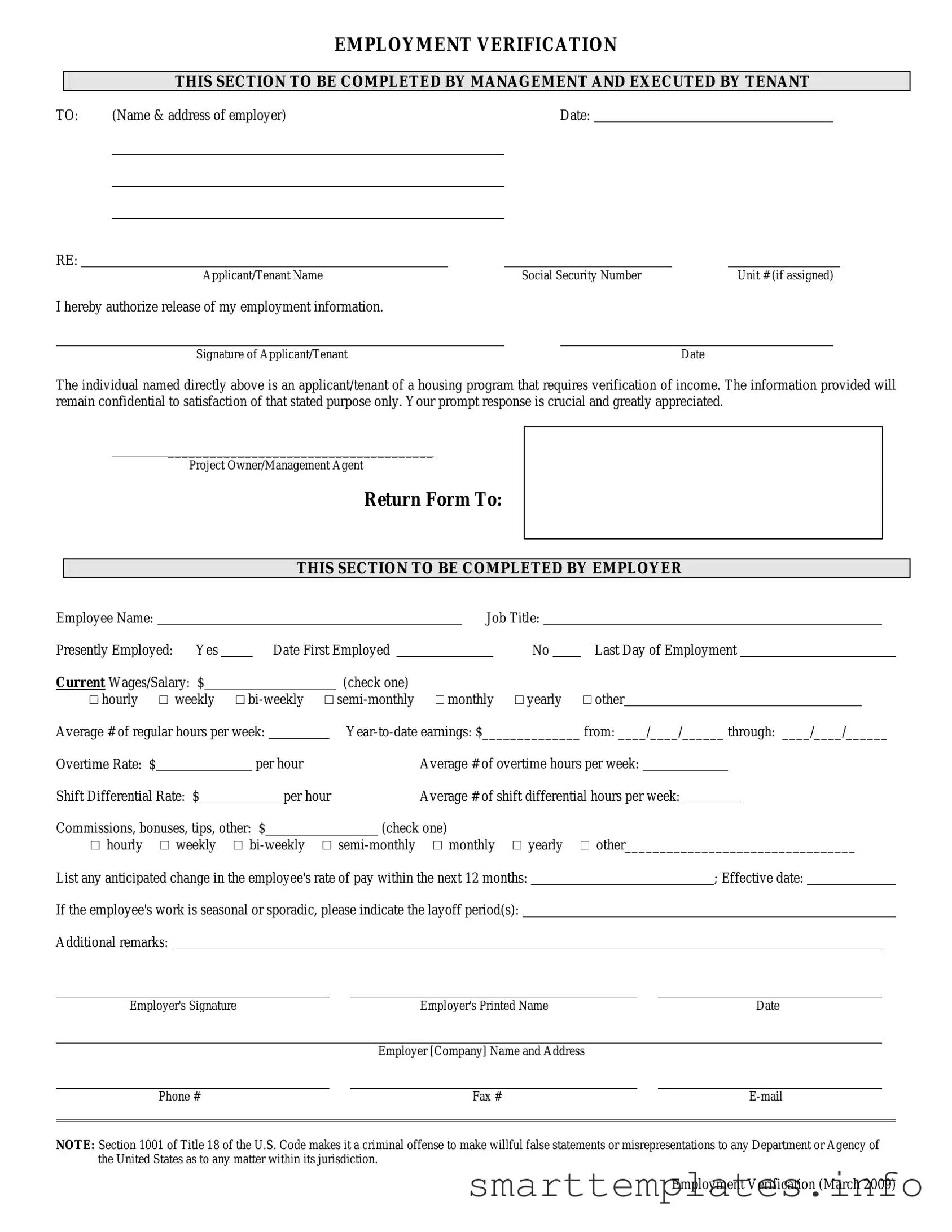 Fill in a Valid Employment verification form Form