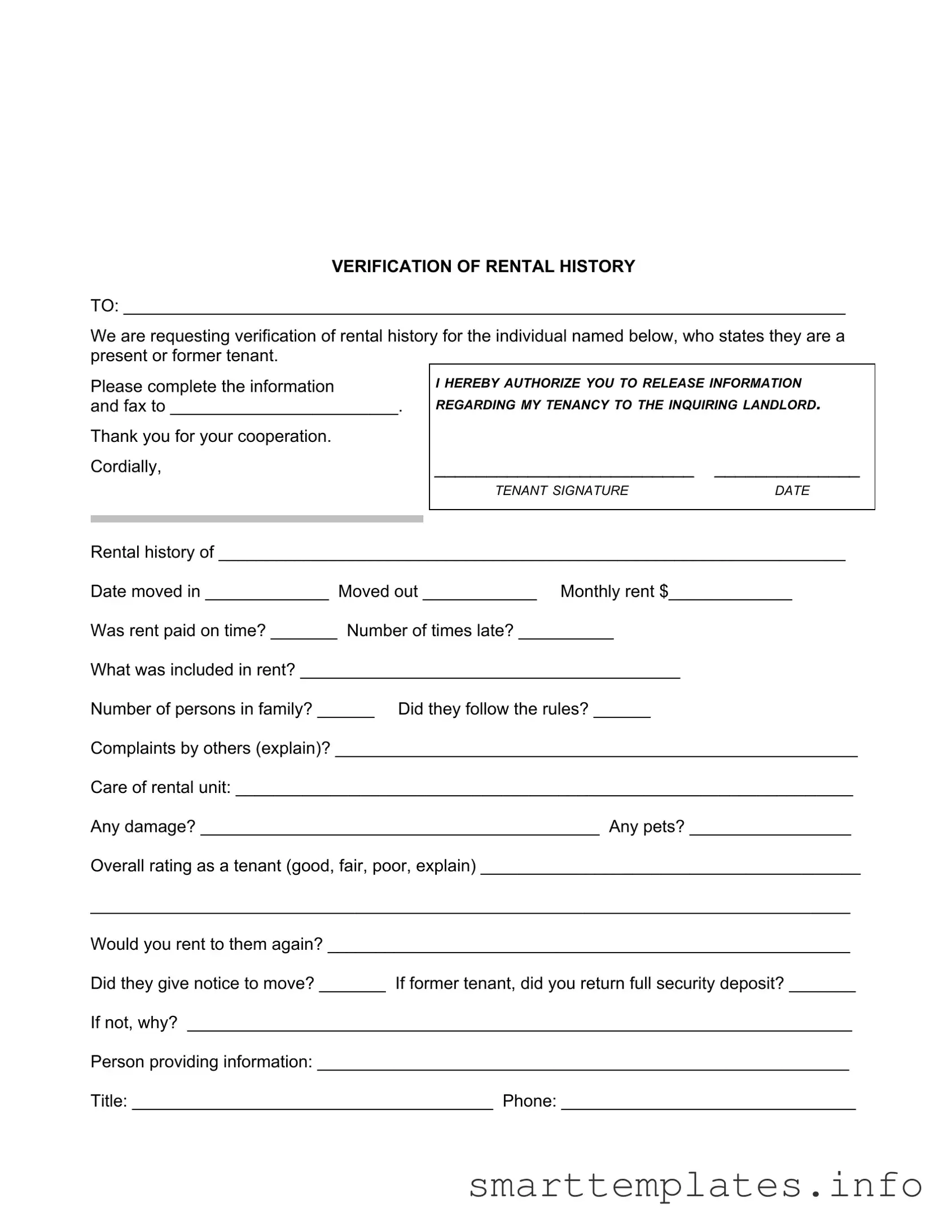 Fill in a Valid Verification Rental Form