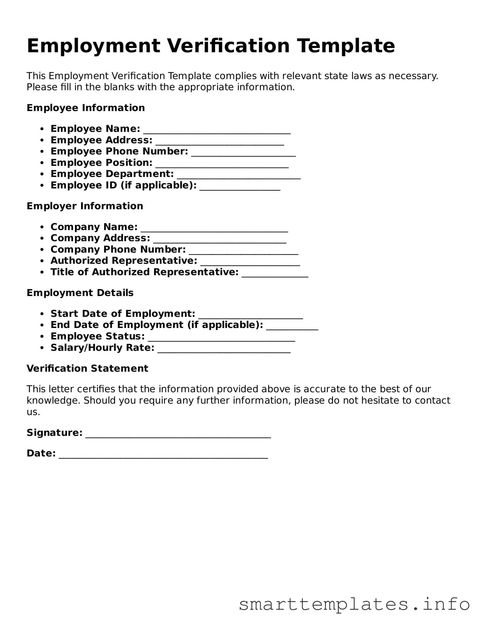 Attorney-Approved Employment Verification Template